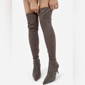 Joie Jemina Over the Knee Suede Boots Dark Taupe Size 7